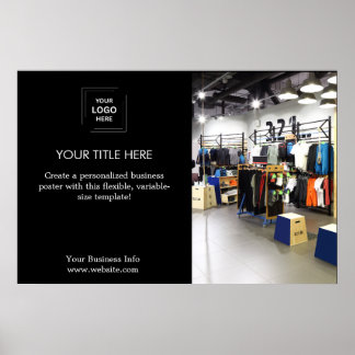 Poster Écran publicitaire du logo d'entreprise noir moder