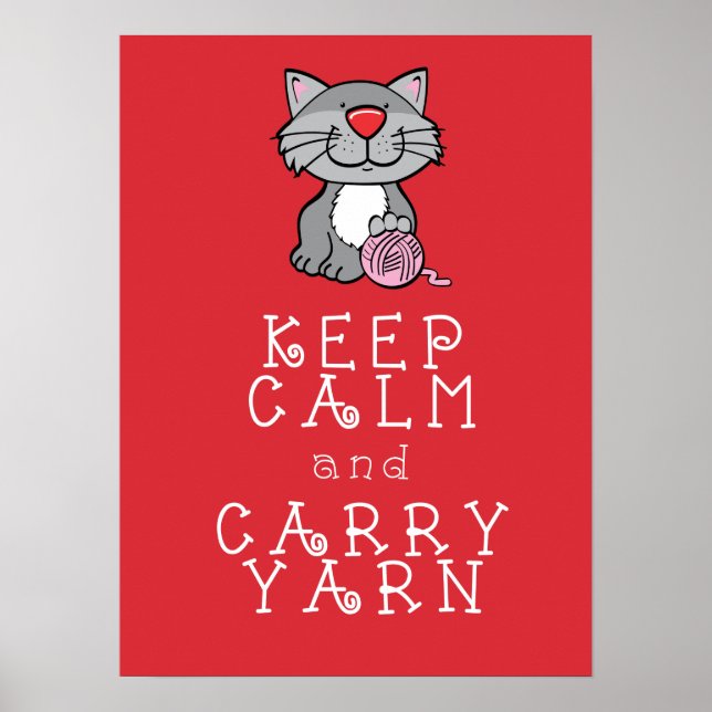 Poster Ecran rouge Keep Calm and Carry Yarn (Devant)