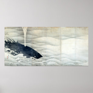 Poster Écrans d'éléphant et de baleine par Ito Jakuchu