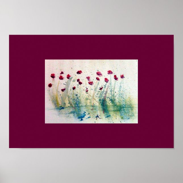 Poster Écrasage d'aquarelle en floraison (Devant)