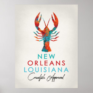 Poster Écrevisses de la Nouvelle-Orléans Louisiane