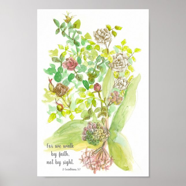 Poster Écriture 2 Corinthiens 5:7 Bible Verse Rose (Devant)
