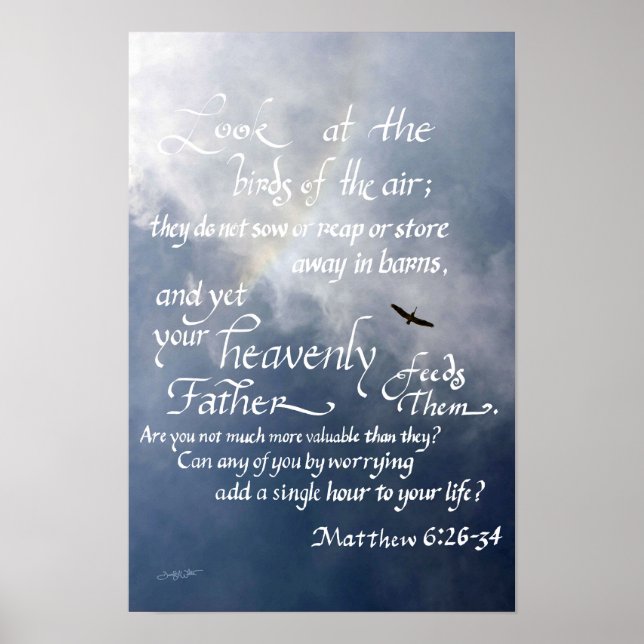 Poster Écriture Calligraphie Matthieu 6 26 34 Verse de la (Devant)