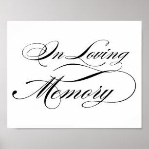Poster Écriture calligraphique élégante noire En souvenir