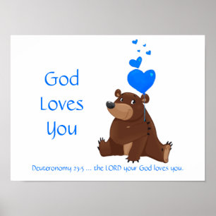 Poster Écriture De Salle Enfants, Dieu Vous Aime Mignonne