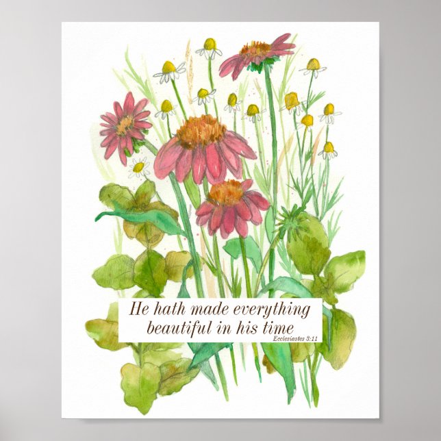 Poster Écriture Ecclésiaste 3:11 Bible Verse Coneflower (Devant)