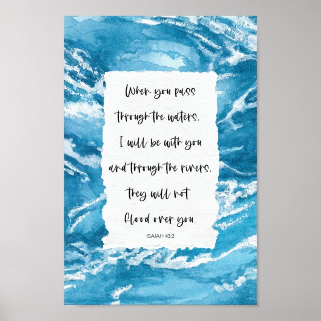 Poster Écriture Inspirante Bible Citation Ocean Waves (Devant)