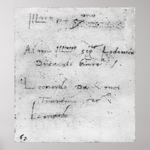 Poster Écriture manuscrite de Léonard de Vinci