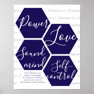Poster Écriture moderne POWER LOVE SOUND MIND Chrétien