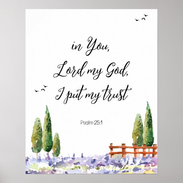 Poster Écriture Psaume 25:1, J'ai mis My Trust Bluebird A (Devant)
