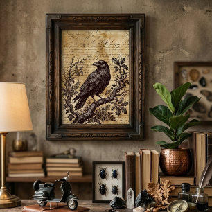 Poster Écriture Vintage Gothique Corbeau Académie Sombre