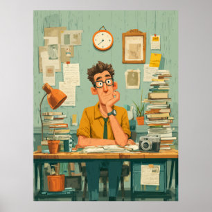 Poster Écrivain créatif dans un bureau occupé