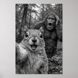 Poster Écureuil Bigfoot Selfie Surpris