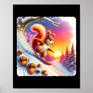 Poster Écureuil De Snowboard Sur La Pente Du Maïs Au Couc