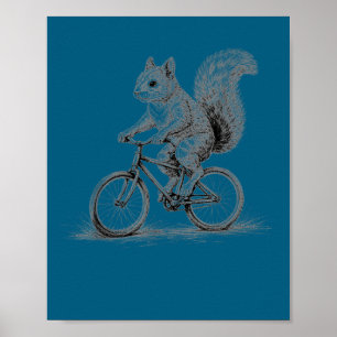 Poster Écureuil faisant du vélo drôle cyclisme animal vél