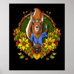 Poster Écureuil hippie