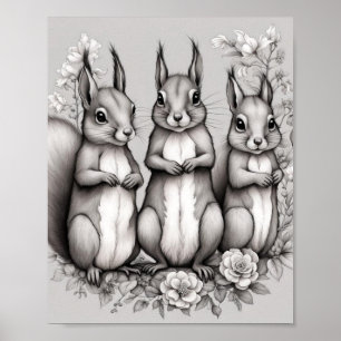 Poster Écureuils adorables