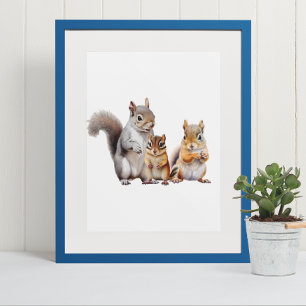 Poster Écureuils et crèche Chipmunk