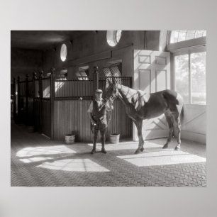 Poster Écuries de chevaux de polo, 1933. Photo vintage
