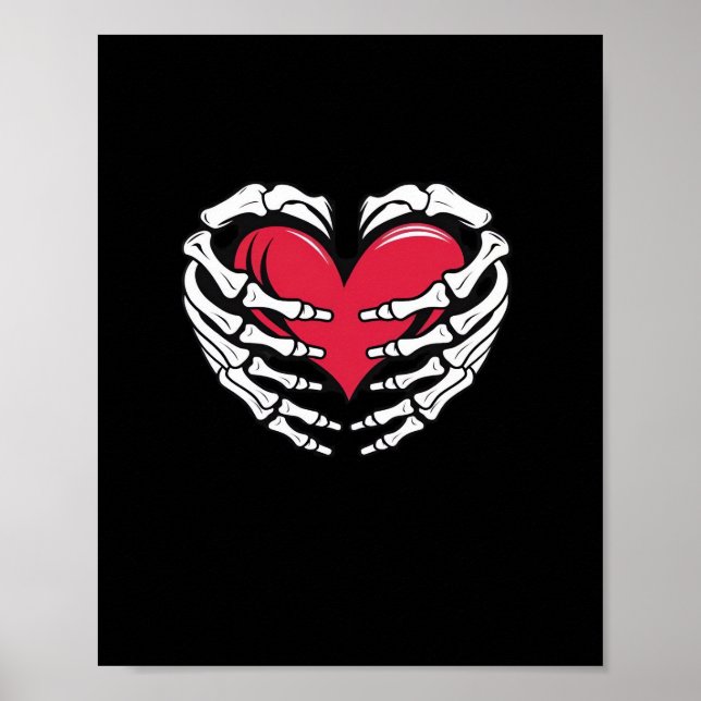 Poster Ed Heart Dans Les Mains Squelettiques Classique (Devant)