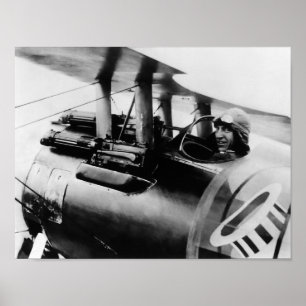 Poster Eddie Rickenbacker dans son biplan SPAD - WW1