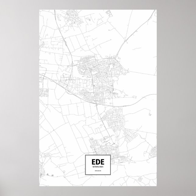Poster Ede, Pays-Bas (noir sur blanc) (Devant)
