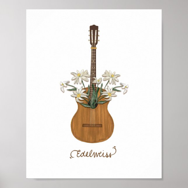 Poster Edelweiss Duet Happy Nostalgy Folk Art Imprimer (Devant)