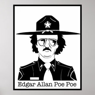 Poster Edgar Allan Poe Poe (noir sur blanc)