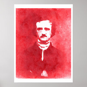 Poster Edgar Allan Poe Pop Art Portrait in red