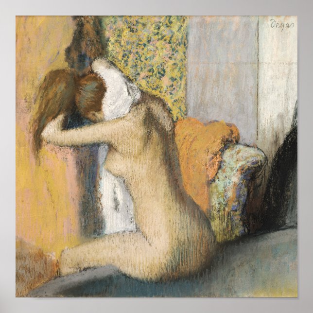 Poster Edgar Degas | Après le bain, femme Sécher le cou (Devant)
