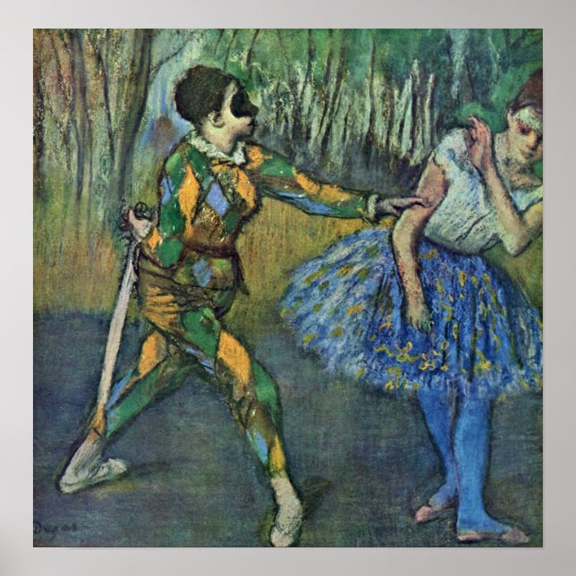 Poster Edgar Degas - Arlequin et Columbine (Devant)