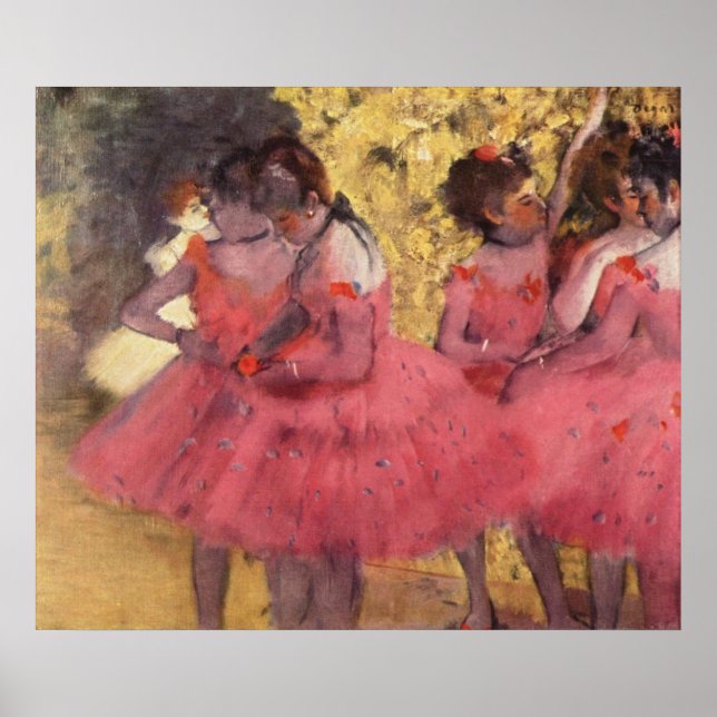 Poster Edgar Degas - Danseur en rose dans l'huile de l'ai (Devant)