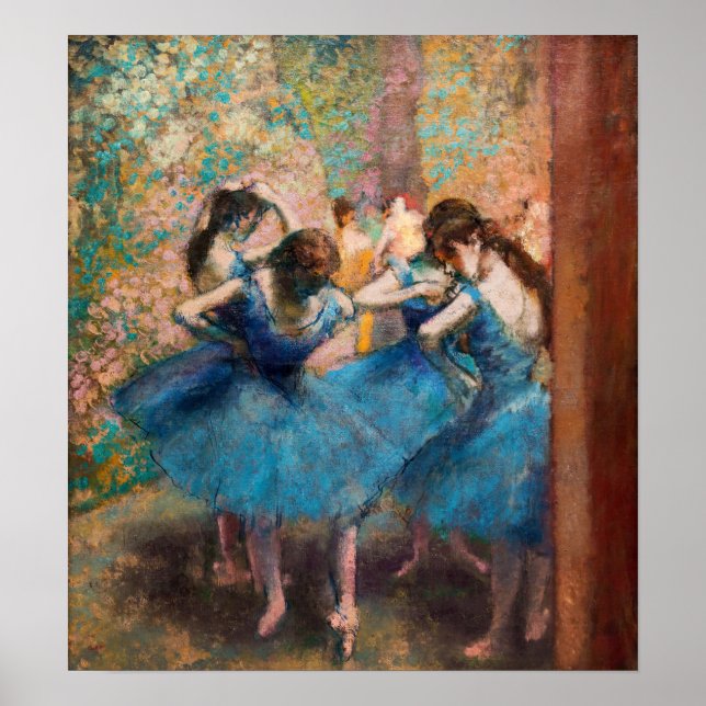 Poster Edgar Degas - Danseurs en bleu (Devant)