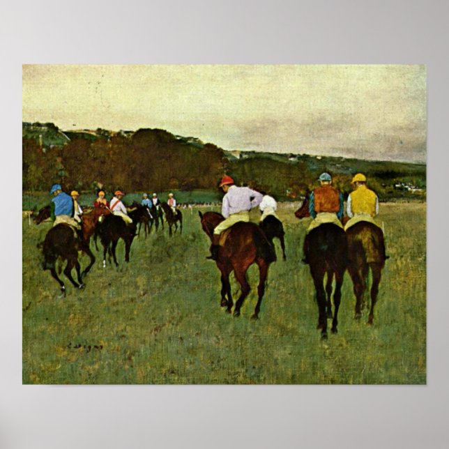 Poster Edgar Degas - Hippocampe en Longchamp (Devant)