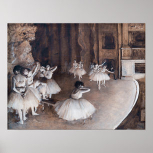 Poster Edgar Degas - Répétition de ballet sur scène