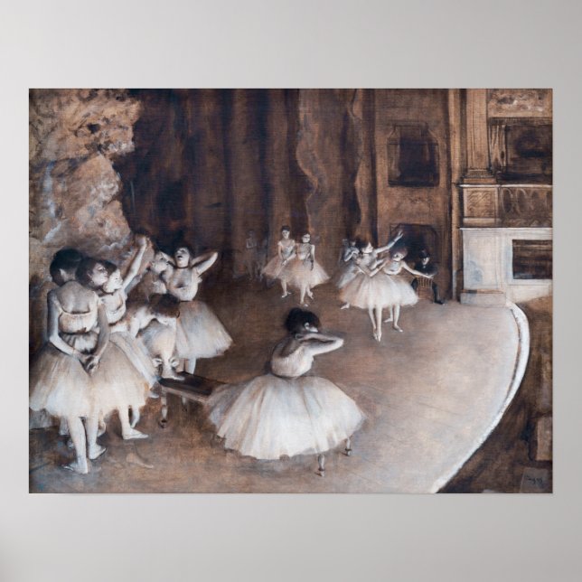 Poster Edgar Degas - Répétition de ballet sur scène (Devant)