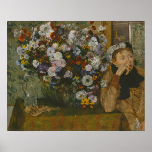 Poster Edgar Degas   Une femme assise à côté d'un vase de