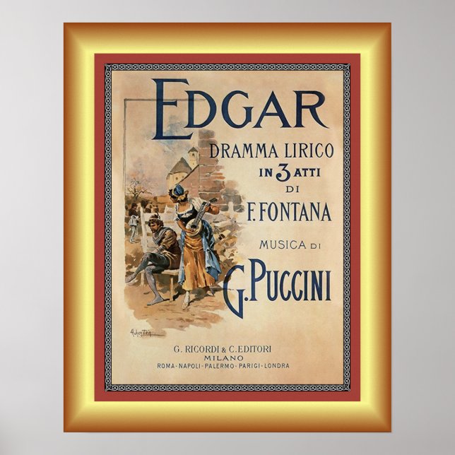 Poster Edgar ~Piccini ~ Drame Lyrique Par F. Fountana ~ (Devant)