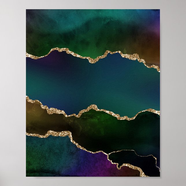 Poster Edgy Agate | Sombre Moody Jewel Tone Mystic Turquo (Devant)