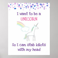 Edgy Unicorn avec arc en ciel et Confetti Funny