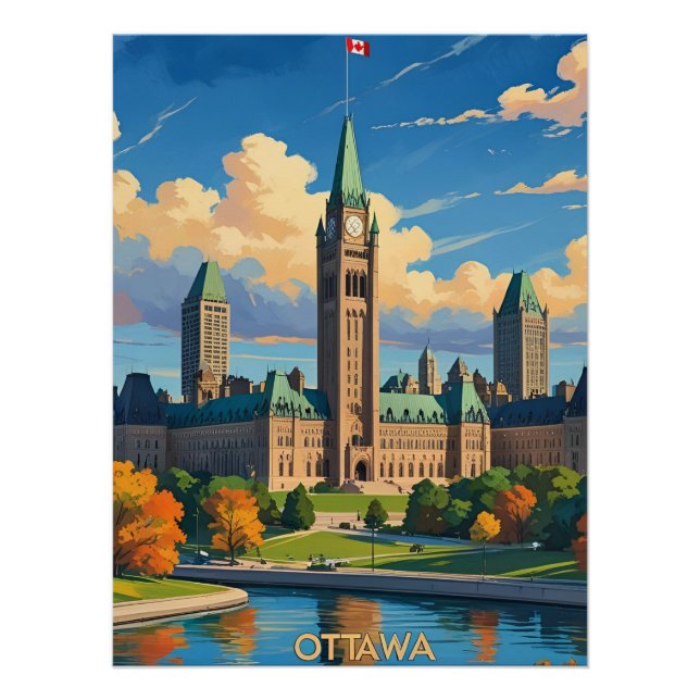 Poster Édifice du Parlement du Canada Ottawa, City Skylin (Devant)