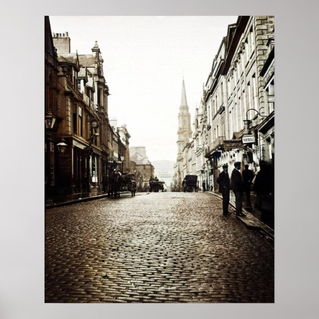 POSTER ÉDIMBOURG ÉCOSSE MAYBOLE STREET SCÈNE 1910 (Devant)