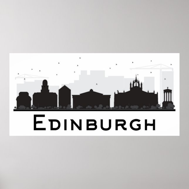 Poster Edimbourg Écosse | Skyline noir et blanc (Devant)