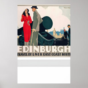Poster Édimbourg Écosse Voyage par LNER voie East Coast