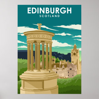 Poster Edinburgh Scotland City Illustration Travel