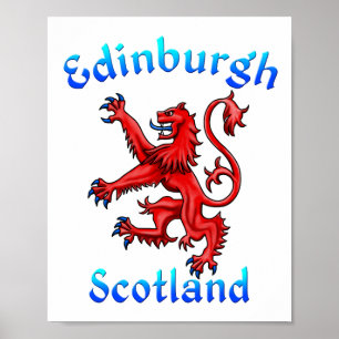 Poster Edinburgh Scotland Lion Rampant Scottish Flag