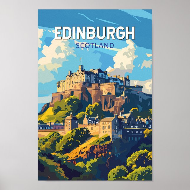 Poster Edinburgh Scotland Travel Art Vintage (Devant)