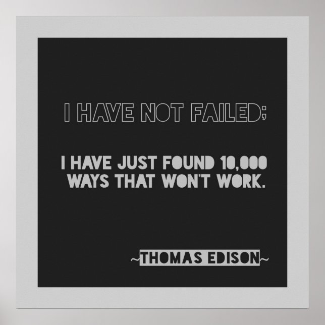 Poster Edison 10,000 façons Encouragement Typographie Cit (Devant)