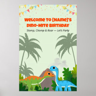 Poster Editable Dinosaur Birthday Party Sign