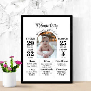 Poster ÉDITABLE Premier anniversaire Un an Photo Baby Boa